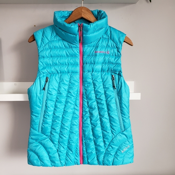Merrell Jackets & Blazers - Merrell SelectWarm Goose Down Vest Size Small Turquoise & Pink